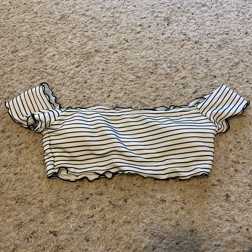 SHEIN black and white striped bikini top